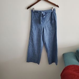 J by J Crew cropped flowy nautical pants size 2 preppy cotton elastic waist